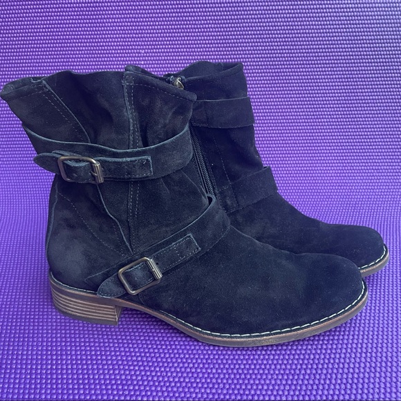 Paul Green Munchen Suede Buckle Moto Boots - Picture 2 of 13
